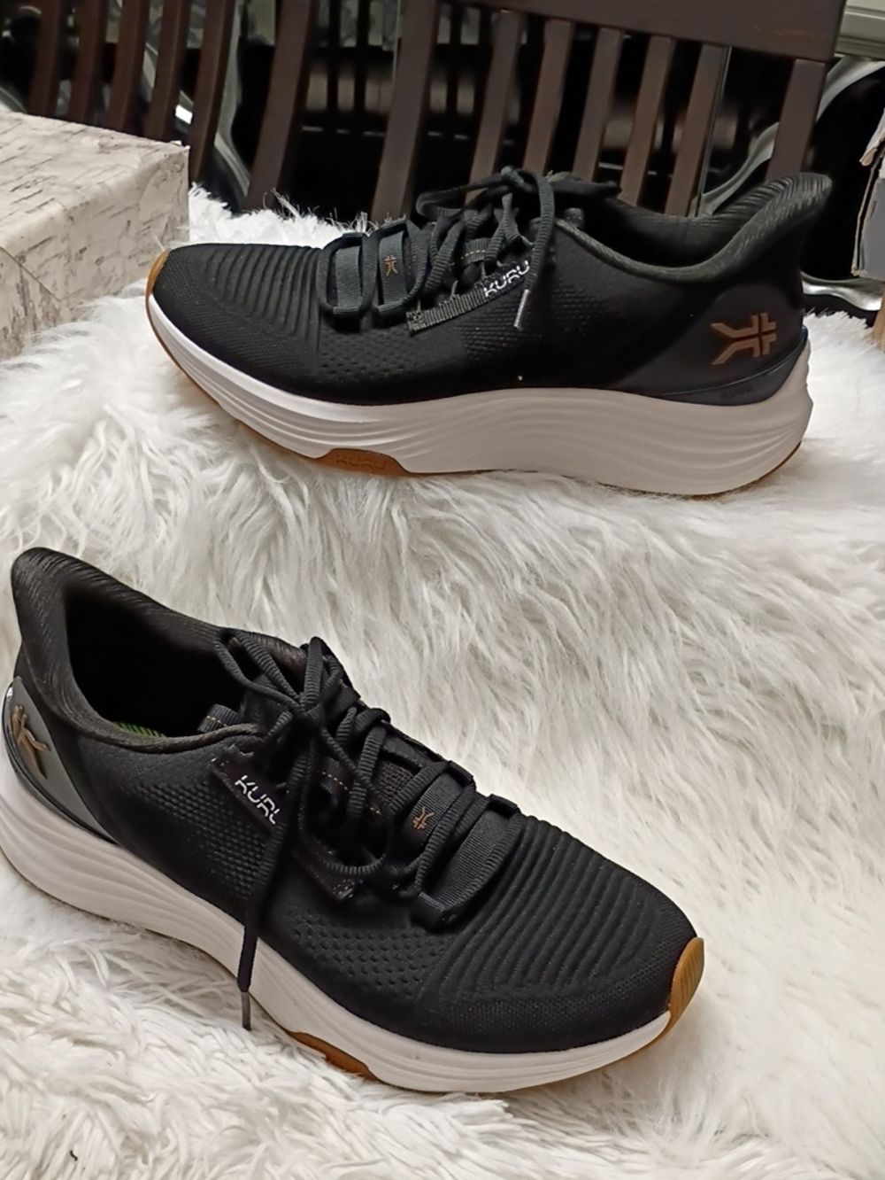 KURU Cloud Atom 2 Women's Black & White Athletic Walking Shoes Plantar Fascitis
